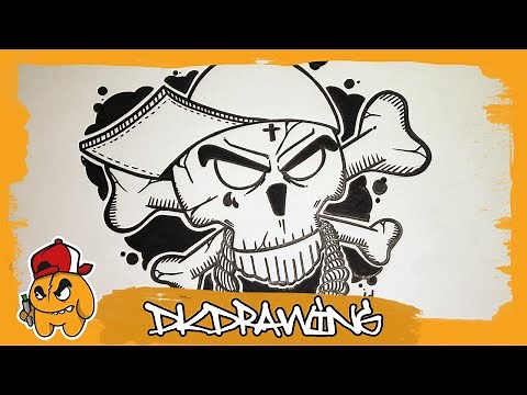How to draw a graffiti skull & crossed bones