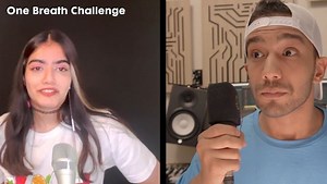 Kiarash Rokninezhad on Instagram: "So here it is the record player song That we had to go with one breath and it was an exciting experience朗拾 #onebreathchalllenge duetting with talented @melinaamusic"