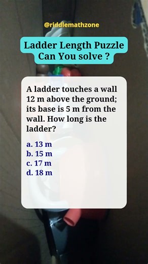 Ladder Length Puzzle | Can you solve #shorts #riddlemathzone #maths