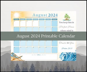 August 2024 Printable Calendar Monthly Planner 2024 Digital Download Christian Calendar for Print - Etsy UK