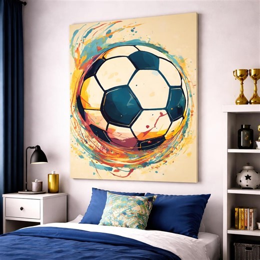 Abstract Soccer Ball Canvas Wall Art, Colorful Sports Bedroom Decor for Boys and Teens, Modern Football Room Accent, Gift for Soccer Fans - Etsy