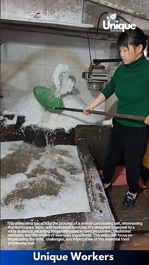 Salt processing: a woman working in a salt production facility
