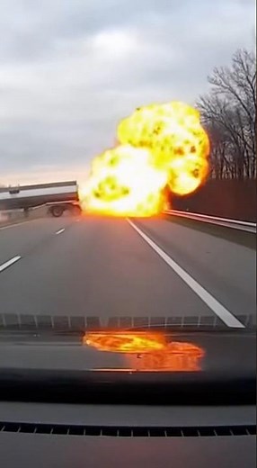 This footage is terrifying – a fuel truck explosion