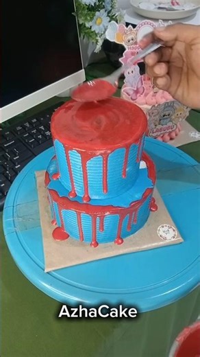 tutorial dekorasi cake Spiderman red 🤗#cake ##dekorasicake #cakedecorating #shorts