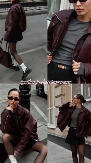 Leather Jacket Supremacy🖤#shorts #shortvideo #shortsfeed #leather #jacket #fit