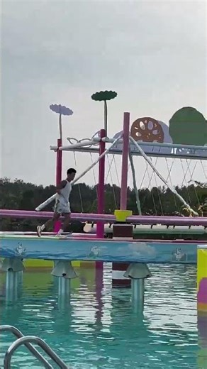 Water obstacle course: the ultimate test of your full-body coordination! #freerunning #jumpforjoy