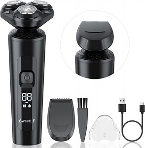 SweetLF Electric Shaver for Men, 2 in 1 Cordless Rechargeable Electric Razor with Beard Trimmer, IPX7 Waterproof, Black