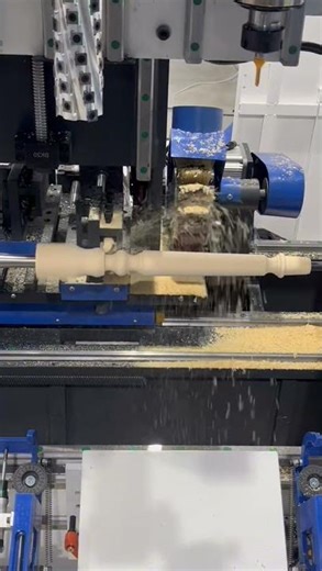 Multi-functional automatic CNC wood lathe for multi-process machining of wooden table legs!#cnc