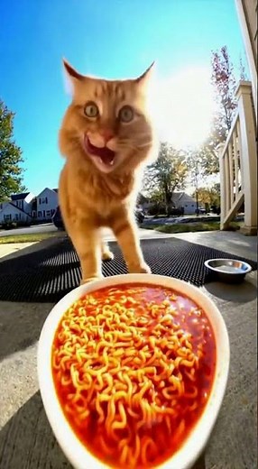 You Won’t Believe This Cat’s Reaction to Spicy Ramen 🌶️😹Instantly Regrets Everything 🌶️😂 #funny #cat