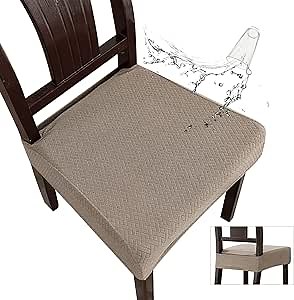 Genina Waterproof Seat Covers for Dining Room Chair Covers Waterproof Dining Chair Covers (2 PCS-Rear-Covered, Taupe)