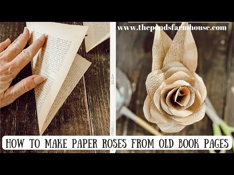 How to Make Paper Roses with vintage book pages
