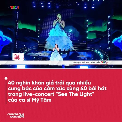 441K views · 11K reactions | 3 năm sau live-concert "Tri âm" từng tạo nên dấu mốc đặc biệt tại SVĐ Mỹ Đình, Mỹ Tâm một lần nữa trở lại không gian này với "See The Light", tiếp tục khẳng định sức hút hiếm có của "ngôi sao" hàng đầu trong làng nhạc Việt | Chuyển động 24h | Facebook