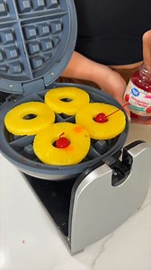10K views · 70 reactions | Easy breakfast in the waffle iron I add pineapples and cherries to the waffle iron, and pour waffle mix on top. It becomes a delicious pineapple upside down waffle. | A Gal's Pranks and Laughs | Facebook