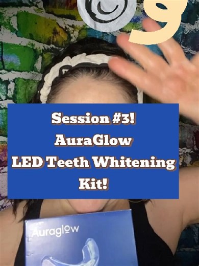 Part 4 - Session 3 for whiter toothies with the AuraGlow LED Teeth Whitening Kit! I was soooo excited to try this, I misread the directions, LOL!!! Each session is THIRTY minutes, not 15, LOL!! Super squishy tray, very comfy, VERY easy to use/multitask while doing--I was puttering on my computer peacefully the whole time (LED light turns off when session is complete). Definitely seeing a difference already--I'll be back EVERY day to show my results! Whiter teeth by the holidays YAAAAY!!! @myaura