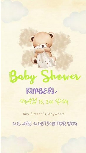Invitación Animada Baby Shower Niña Editable Canva | Diseño Tierno