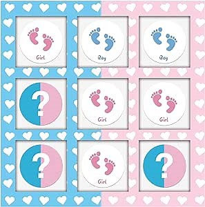 Gender Reveal Games - Tic Tac Toe Gender Reveal Board, Boy or Girl Gender Reveal Party Supplies, Baby Party Decorations, Gender Reveal Ideas, 45*45 Inches Guessing Game Set