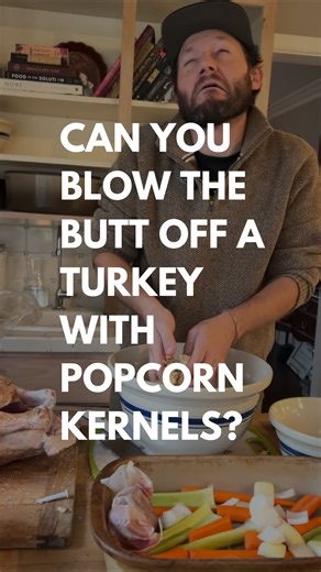 The Everyday Chef And Wife on Instagram: "I wish this ended differently 😂 but his faces in this might be one of my favorite reactions. I was sent this viral “recipe” so many times, and after a resounding “DO IT”, the message was received. My chef husband tried the New Turkey Dressing recipe to try to blow a turkey’s butt up with popcorn. Though he knew it was impossible, it was so fun to test it out… just in case 😉 But we didn’t let this turkey go to waste! Stay tuned for his tips on how & whe