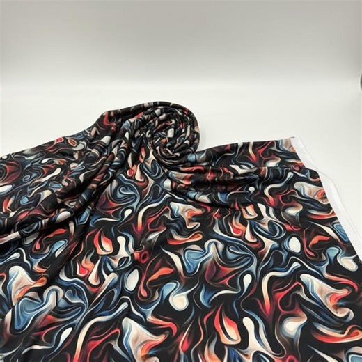 Abstract Silk Fabric: Multi-color Lightweight Fluid Patterned Material by the Yard - Etsy