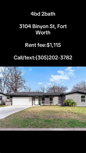This beautifully renovated single-story home combines modern design with the timeless appeal of mid-century architecture, located in one of Fort Worth’s most well-established neighborhoods. Inside, you’ll find a bright, open-concept layout with fresh neutral paint, wood-look flooring, recessed lighting, four spacious bedrooms, two full bathrooms, and a large living area ideal for both entertaining and unwinding.#Viral #texas #rentalproperty #newhouse #fortworthtexas