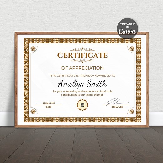Editable Certificate Template, Printable Award, Canva Design - Etsy