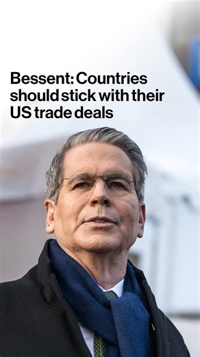 "Sit back, take a deep breath, and let things play out." Treasury Secretary Scott Bessent urges countries to stick with their trade deals and not escalate against the United States. bloom.bg/4jS2qyi | Bloomberg