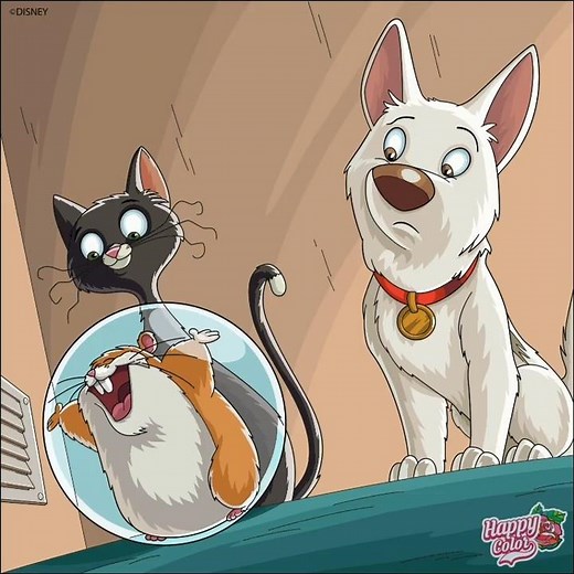 Happy Color By Number - Bolt (2008 Films) Rhino As A Hamster Ball (Blend Pics) And Disney Pics