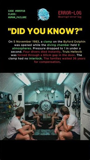 CASE 5918 - Byford Dolphin (1983) Forced through a 60cm gap in under a sec #shorts #diving #history