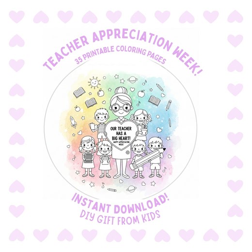 Teacher Appreciation Coloring Pages - Etsy