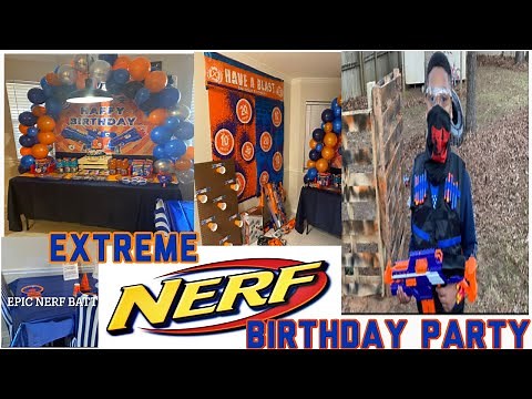 EPIC NERF BATTLE THEME BIRTHDAY PARTY//DIY OBSTACLE COURSE