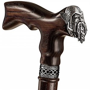 Asterom Cane - Handmade Viking Walking Cane - Canes for Men - Wooden, Unique, Cool, Walking Sticks for Men & Seniors (Thor in Walnut)