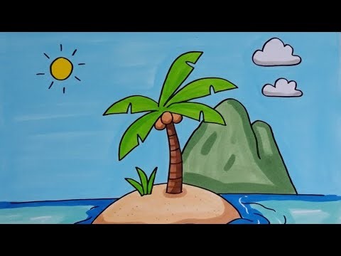 How to Draw AN ISLAND 🏝️ Sketch for Beginner