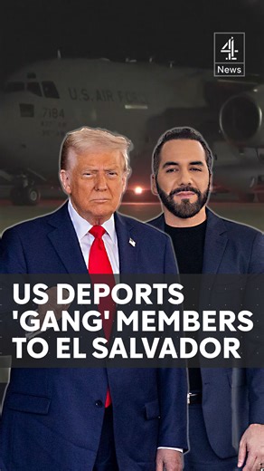 The United States has deported another 10 alleged gang members to El Salvador, where they're likely to end up in a notorious maximum security jail accused of human rights abuses. It comes as Donald Trump meets the El Salvador President Nayib Bukele at the White House. #America #DonaldTrump #ElSalvador #NayibBukele #WhiteHouse #Channel4News | Channel 4 News