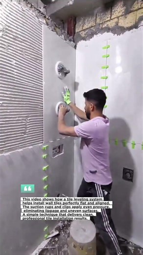 Perfect Wall Tiles Using Tile Leveling System #construction #tiling #shorts