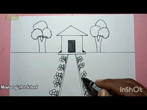 “Easy Hut Drawing | Simple Village Hut Scenery Drawing Step by Step for Beginners