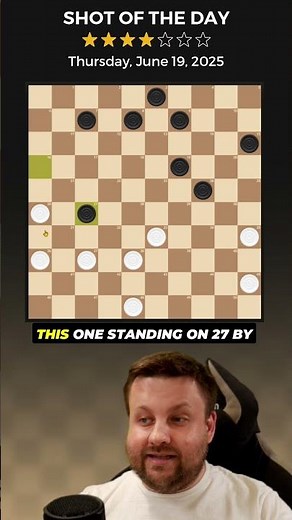 Shot of the Day – June 19, 2025 ➡️ Learn How to Play Checkers at www.worldofcheckers.com