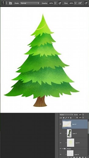 Draw a Cute CHRISTMAS TREE Illustration in Photoshop in 1 Minute | Easy Hacks For Beginner Artists