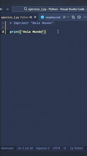 Imprimir 'Hola Mundo' en Python ☕🧑🏻‍💻 #programación