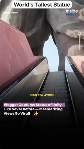 Inside India on Instagram: "A vlogger recently shared a breathtaking video of the Statue of Unity, the world’s tallest statue, captured from his lens. The mesmerizing views and sheer scale left him in awe, and the video quickly went viral. Netizens are loving the stunning visuals, calling it a holy and surreal experience, showcasing India’s grandeur like never before. [: Statue of Unity, world tallest statue, vlogger viral video, mesmerizing views India, iconic landmarks India, viral travel vide