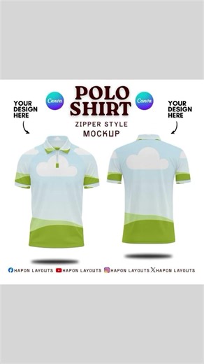 3D Polo Shirt Zipper | Canva Mockup Template