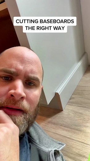 Cutting baseboards the right way with mitered returns. #contractor #woodworking #renovation #tools #diy #remodel #kitchenremodel #BenderHomes #fyp #saw #kitchenrenovation #homerenovation #contractorlife #woodworker