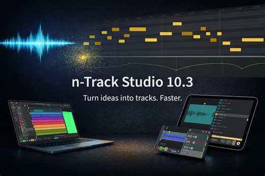 N-Track Updates n-Track Studio 10.3 With Audio to MIDI, Single Track View