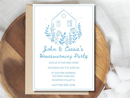 Housewarming Party Invitation, Hand Drawn Housewarming Invite, Editable Canva Template - Etsy