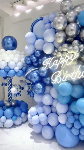 Blue Birthday Party Balloons Arch Set