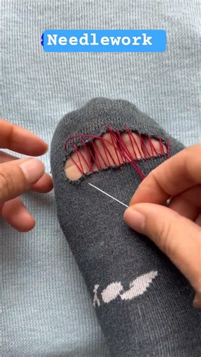 Sock mending tips #needle and thread tricks #needle and thread #needle and thread work