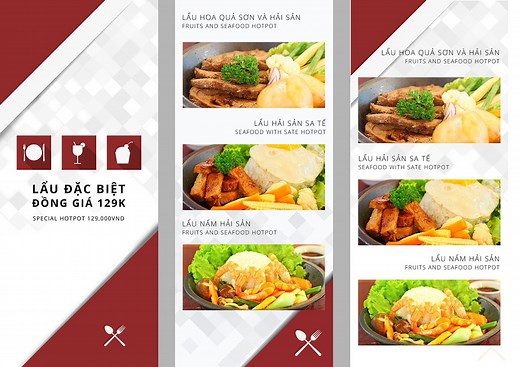 Bảng giá thiết kế menu nhà hàng quán ăn | Designer Group
