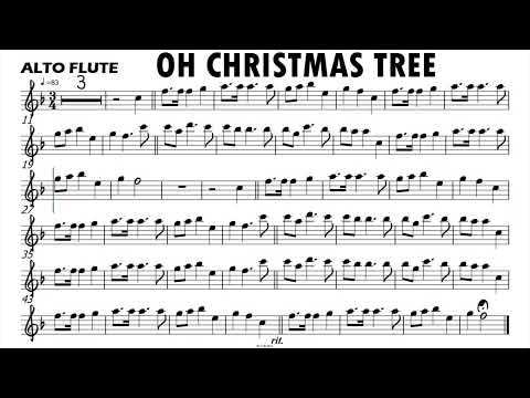 OH CHRISTMAS TREE Alto FLUTE Sheet Music Backing Track Play Along Partitura