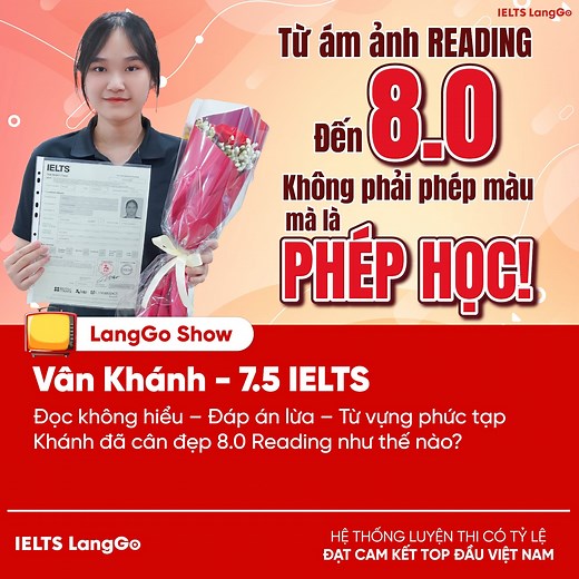 Từ “ác mộng Reading” đến 7.5 IELTS – hành trình đầy nỗ lực của nữ sinh Nguyễn Thị Minh Khai 🔥Xin chúc mừng bạn Vân Khánh – học sinh trường THPT Nguyễn Thị Minh Khai – đã xuất sắc chạm tới band điểm 7.5 IELTS đáng mơ ước! 🥹Trước khi đạt được kết quả này, Khánh từng trải qua quãng thời gian không hề dễ dàng. Dù đã học tiếng Anh từ năm 4 tuổi và có nền tảng khá vững, nhưng khi bắt đầu ôn IELTS, cô nàng nhận ra “học để thi” khác hoàn toàn với “học để biết”. Reading – kỹ năng tưởng dễ – lại trở thà