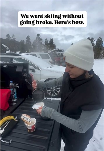 How we go skiing in Colorado without going broke: 1st: find free parking (even if that means you have to shuttle in) 🅿️ 2nd: bring a @Fire Maple Gear Store (off brand jet boil) to make coffee and oatmeal at your car ☕️ 3rd: bring your own gear… we bought ours off of Facebook marketplace (renting every time ends up paying for it after a few visits anyways) @atomicski 🎿 4th: bring a small water bottle that will fit in your pocket and refill it throughout the day on the slopes at water bottle ref