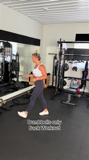 Back Workout ~ Dumbbells Only 💪🏼 Grab a set of heavy & light dumbbells and get after it! #backworkout #dumbbellsonly #back #fyp #weightlifting #athomeworkouts #foryoupage #follow #fitness #women #fitmoms #mackenziewellsfitness