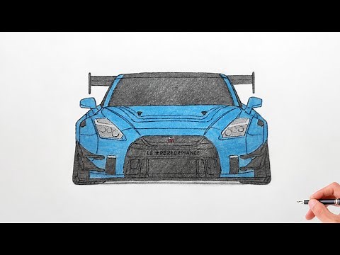 How to draw a NISSAN GT-R R35 LIBERTY WALK 2010 / drawing nissan gtr r 35 2007 stance car